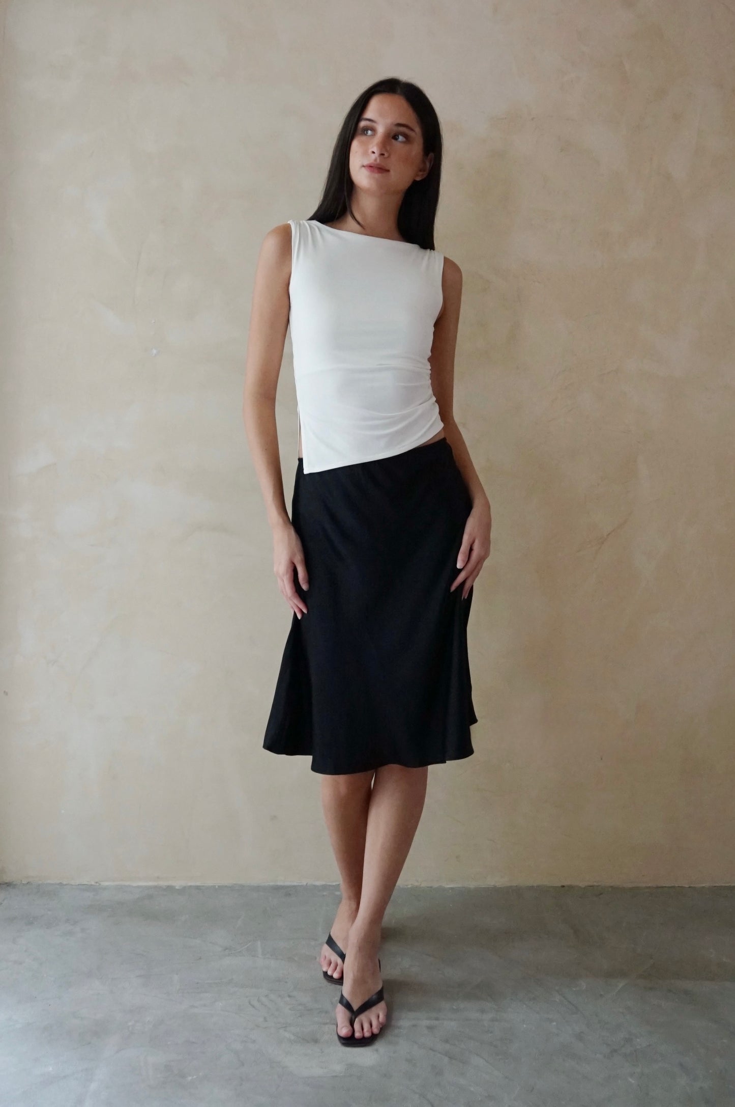 Bias Midi Skirt Black