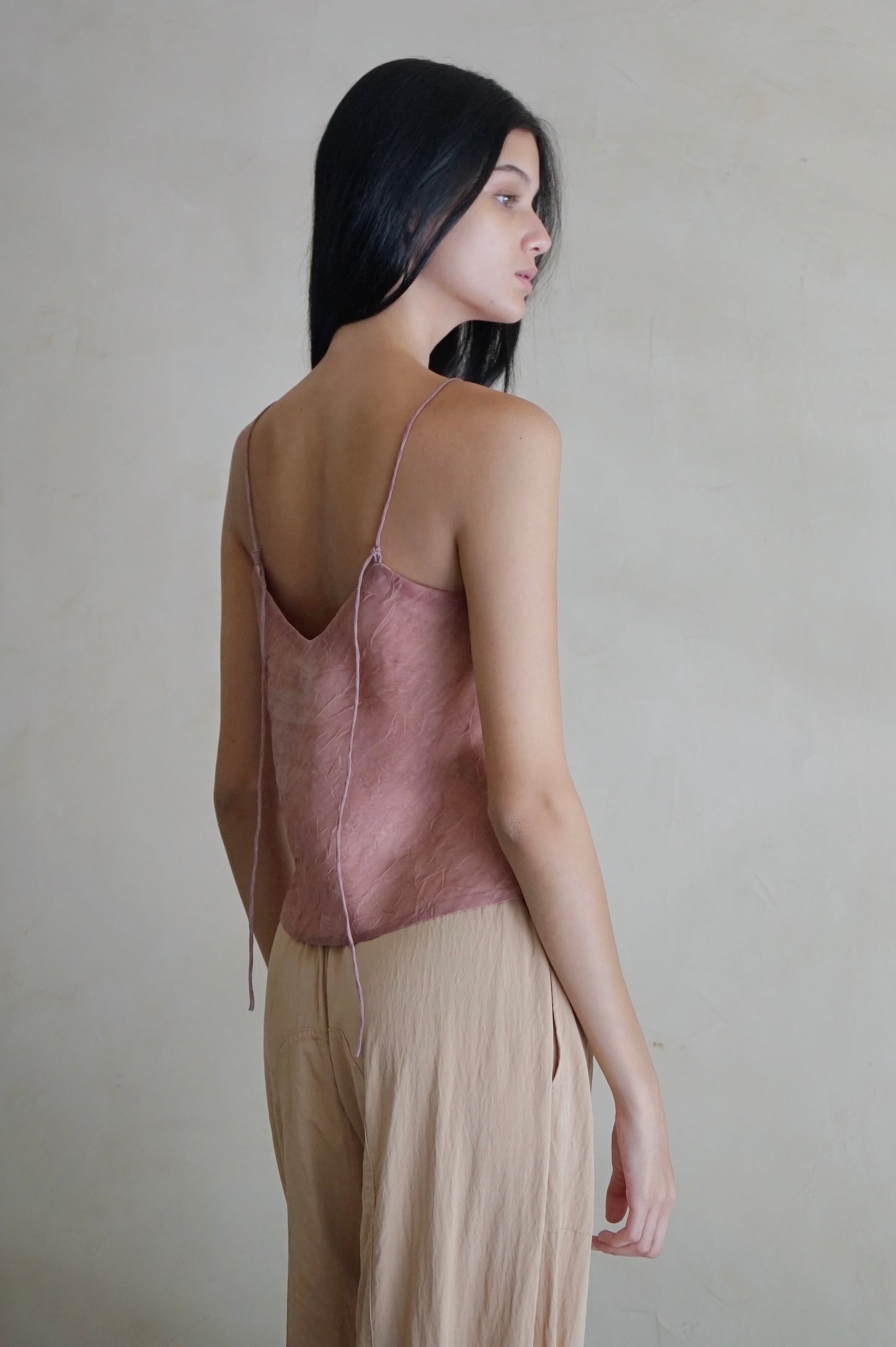 Bias Slip Top Mauve Crinkle