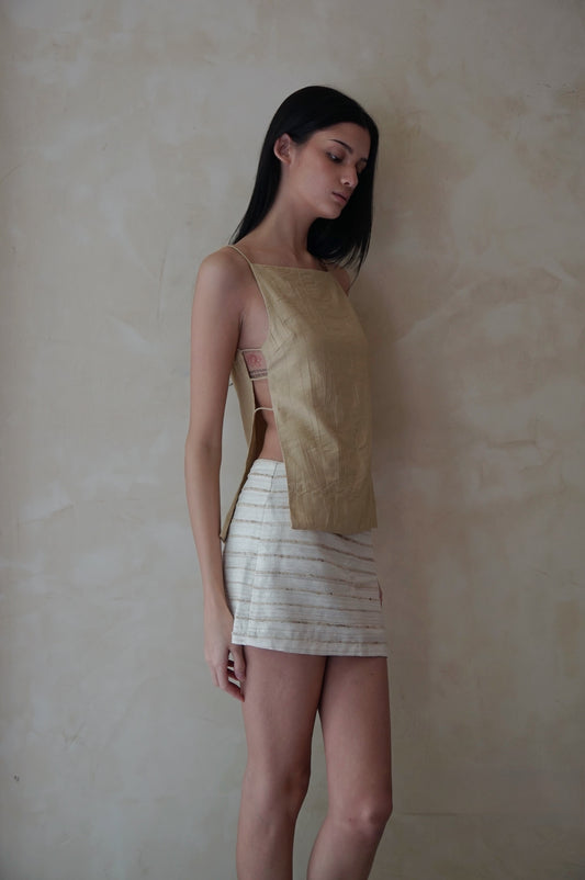 Anemone Mini Skirt Natural Raw Silk