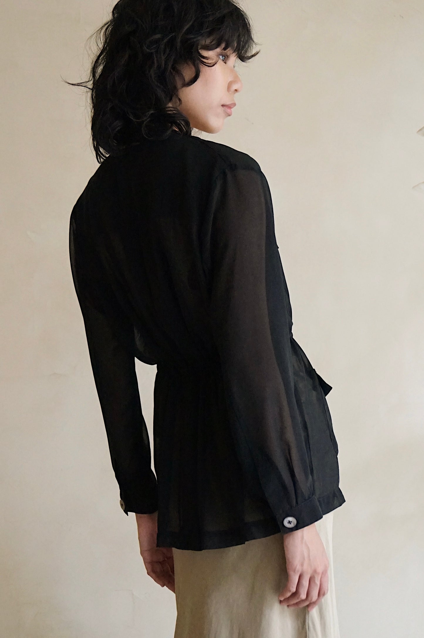 Safari Shirt Jacket Black Sheer
