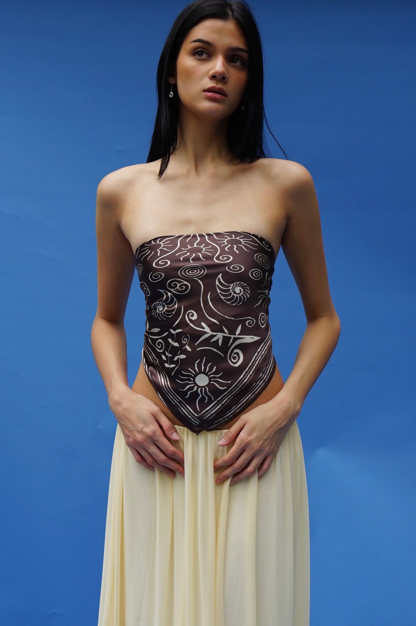 Sunscript Silk Scarf Umber