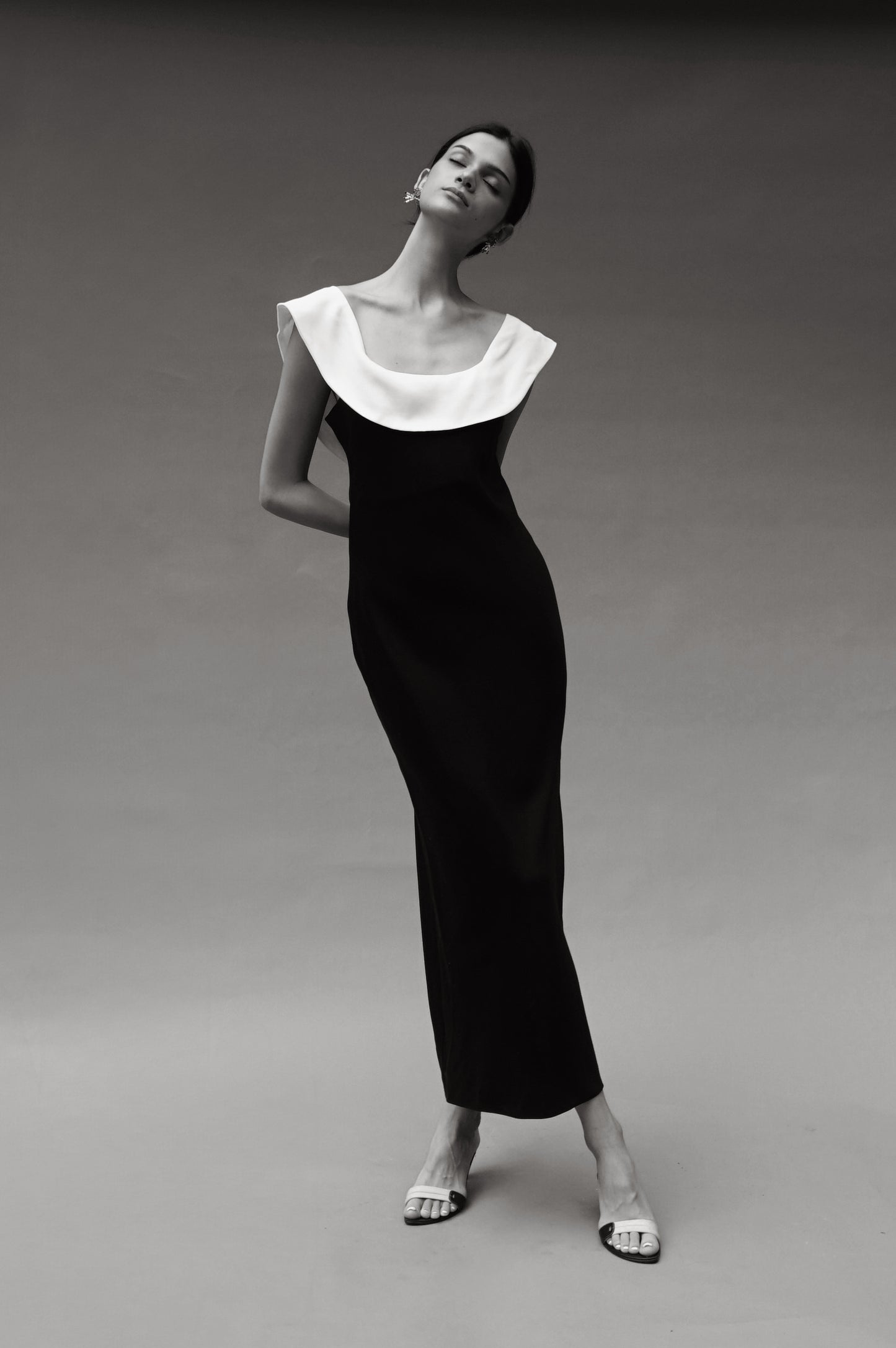 Crescent Contrast Slip Dress