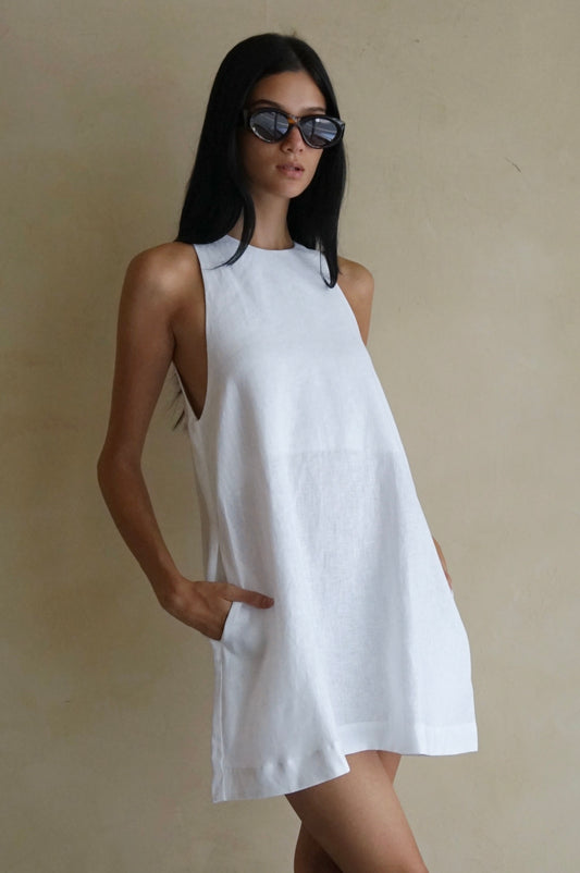Swing Dress White Linen