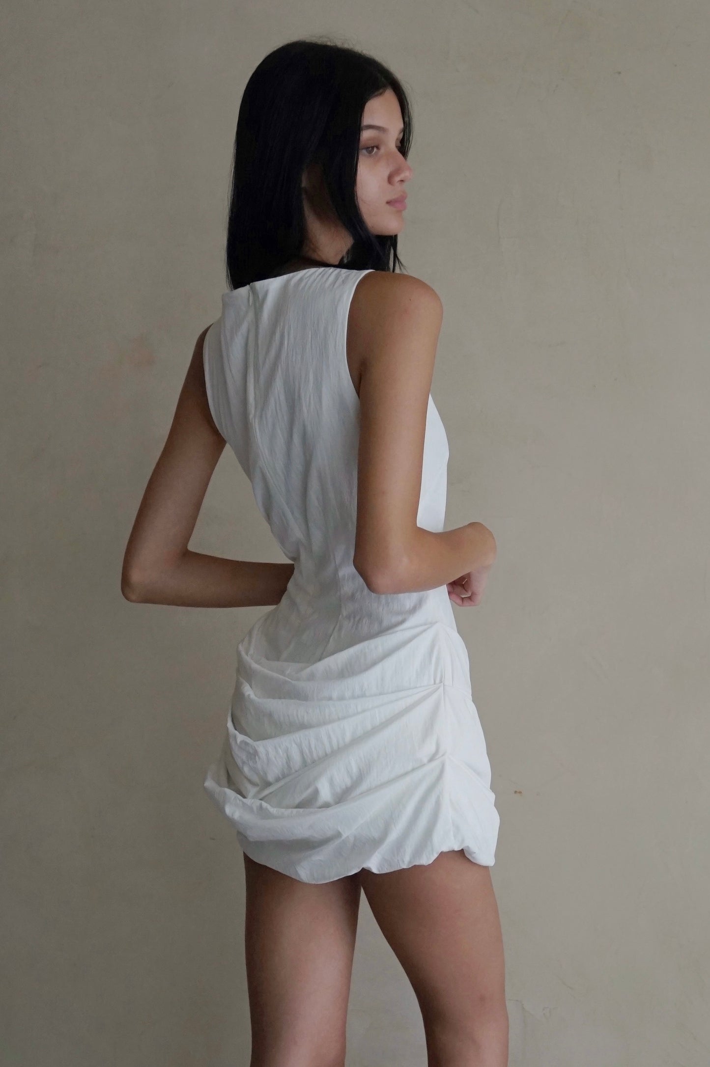 Cascade Mini Dress White