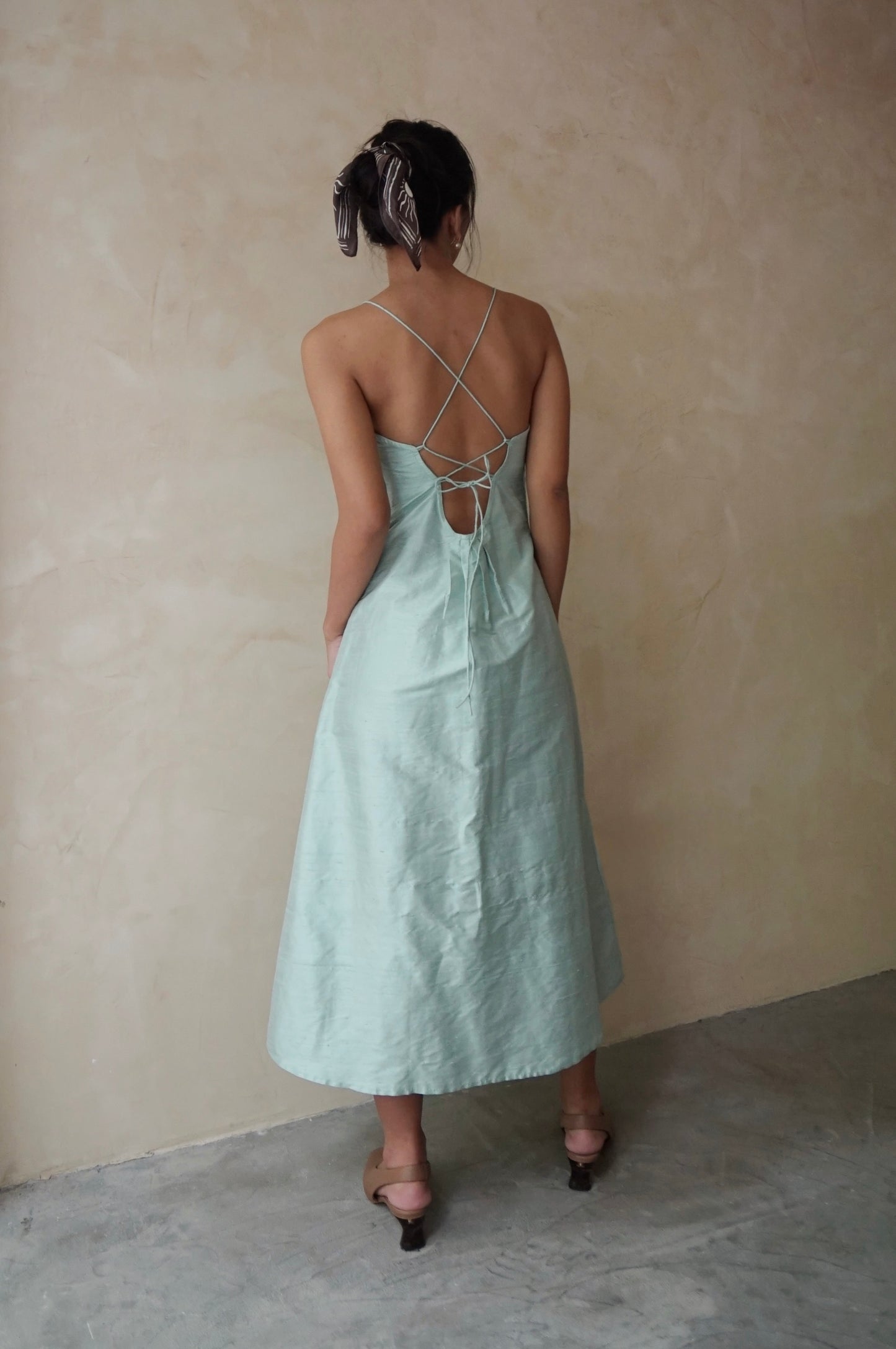 Valla Dress Raw Silk Seaspray