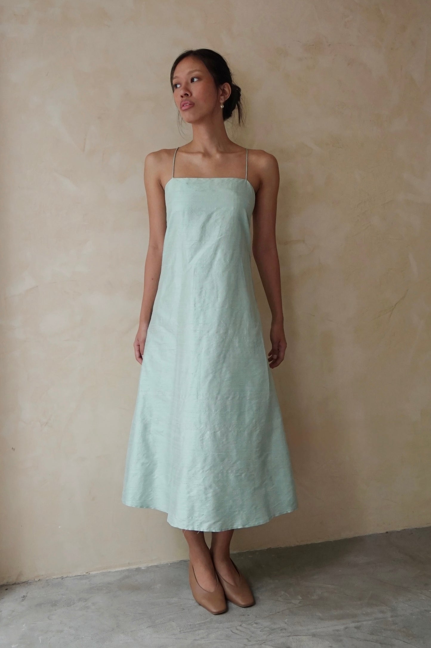 Valla Dress Raw Silk Seaspray