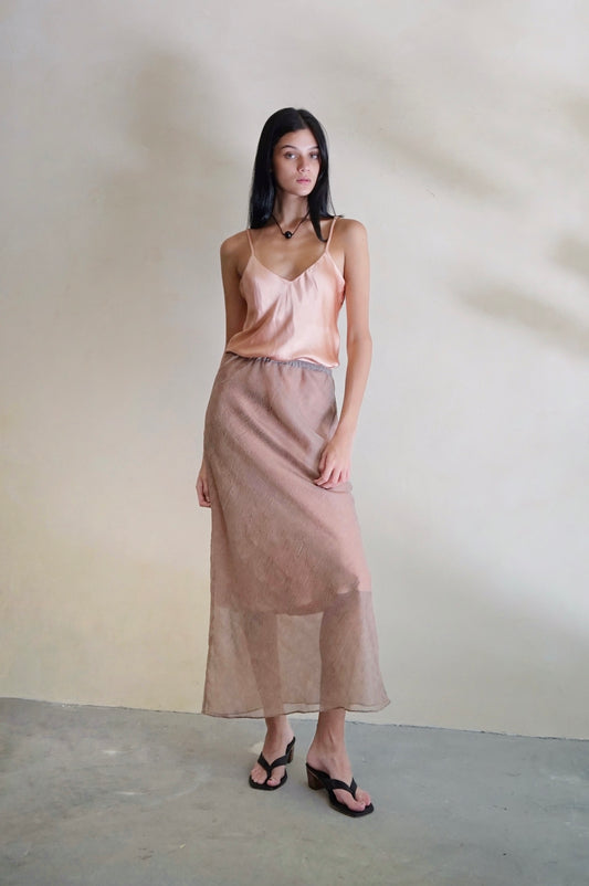 Bias Slip Skirt Sheer Oak