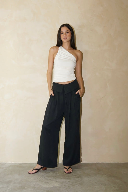 Foldover Pants Black