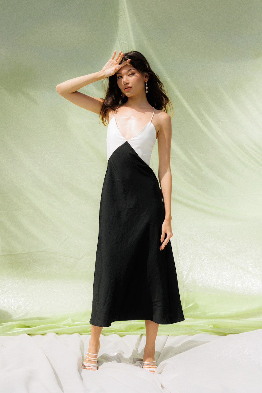 Serena Midi Dress Black and White