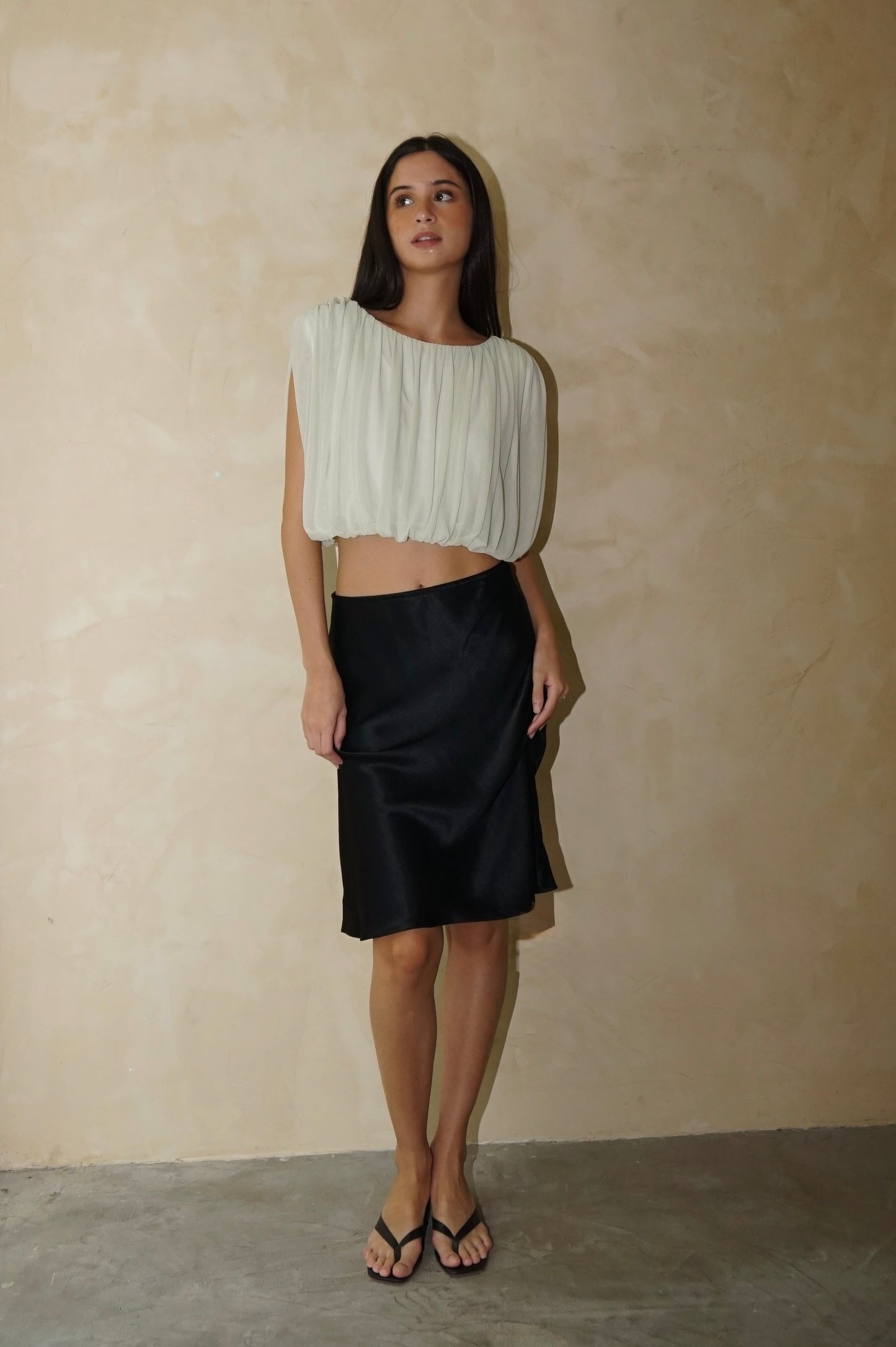 Bias Midi Skirt Black
