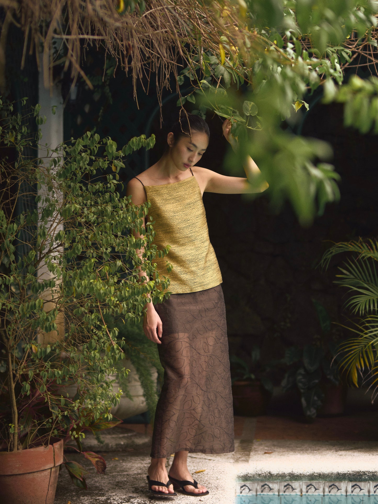 Sheer Pencil Skirt Threaded Ivy (pre-order)