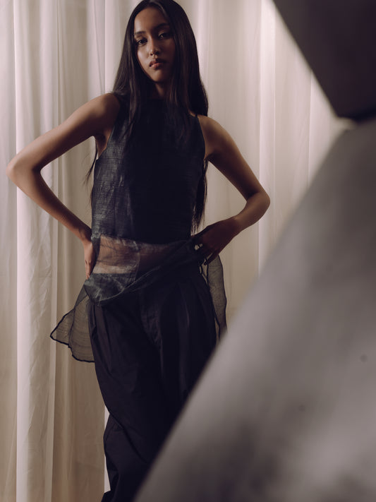 Piña Peplum Top Black