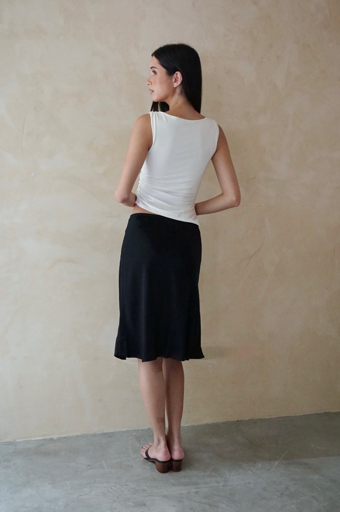 Bias Midi Skirt Black