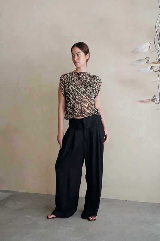 Foldover Pants Black