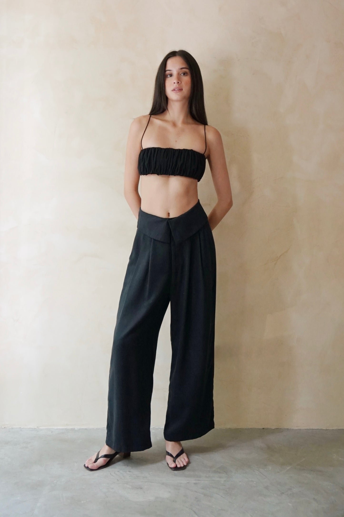 Foldover Pants Black