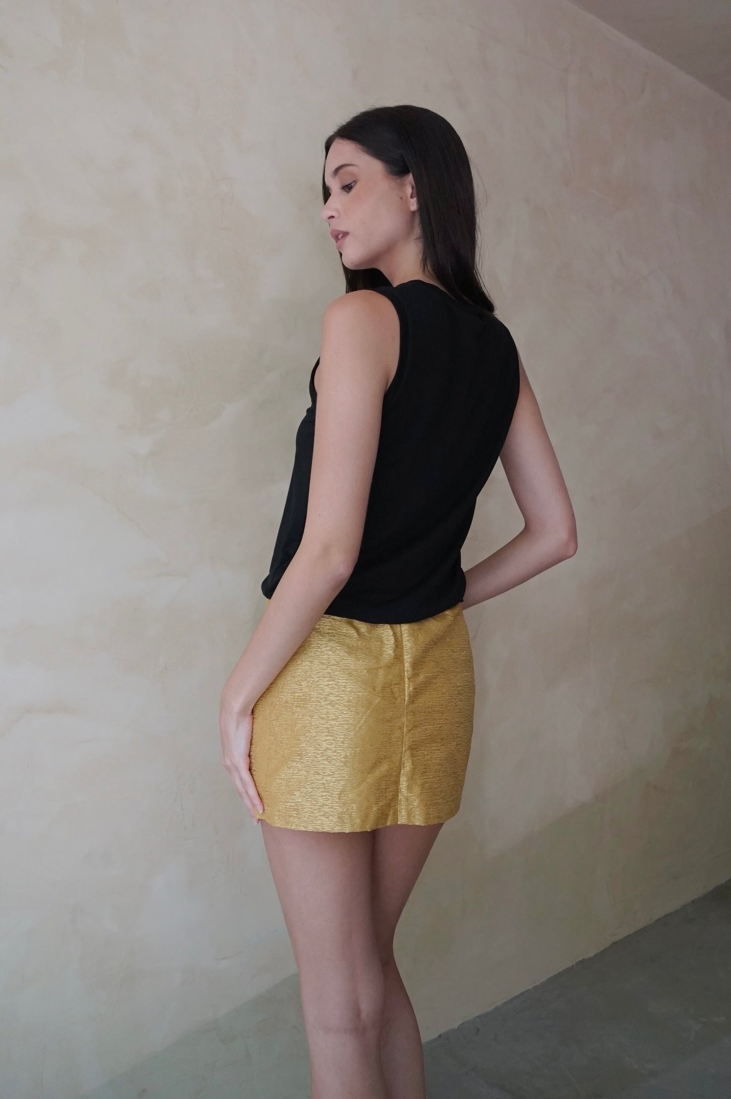 Gilded Mini Skirt Raw Silk