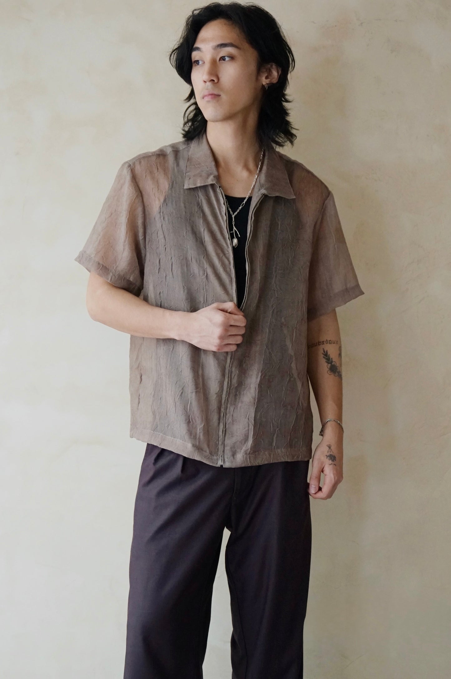 Zip Shirt Oak Crinkle