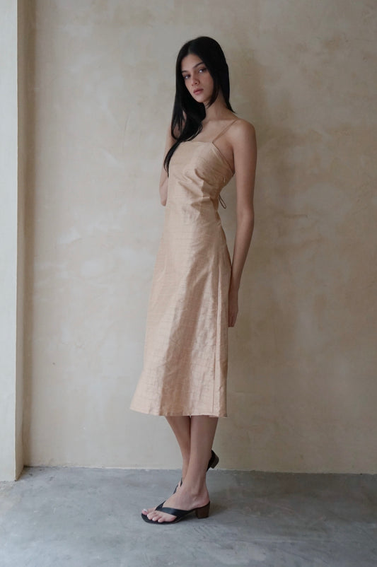 Valla Dress Rosé Raw Silk