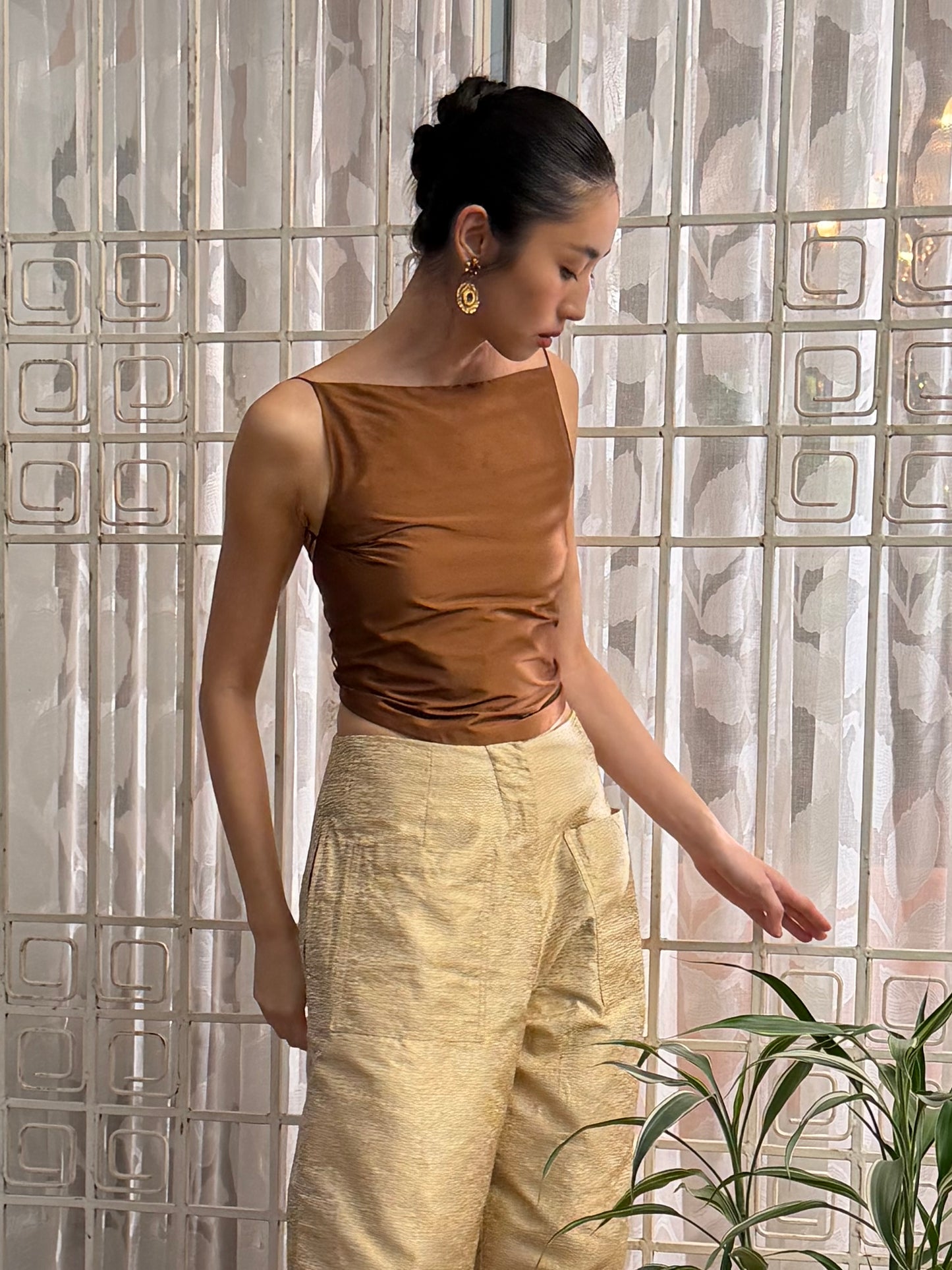 Horizon Top Bronze Raw Silk