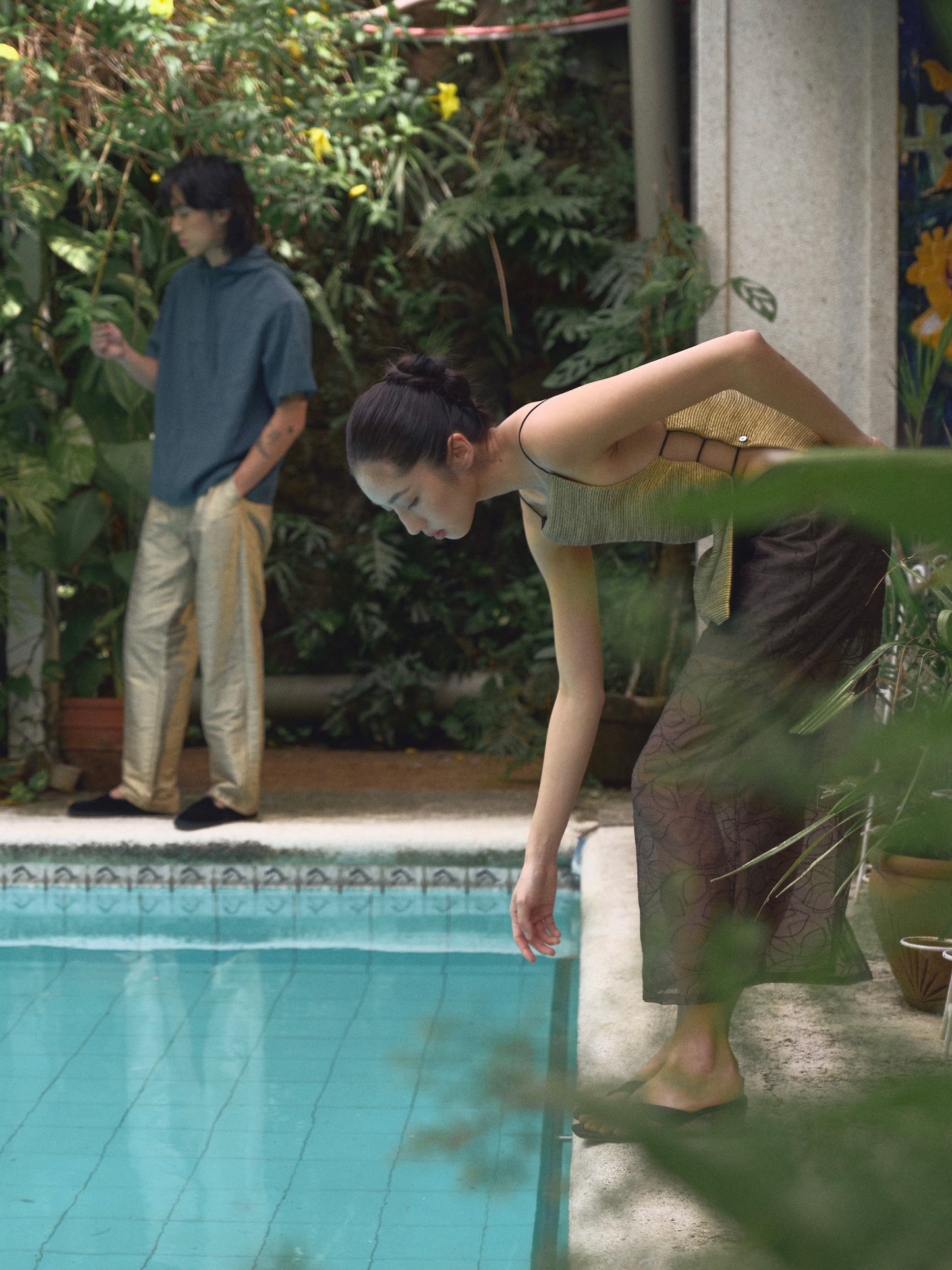 Sheer Pencil Skirt Threaded Ivy (pre-order)