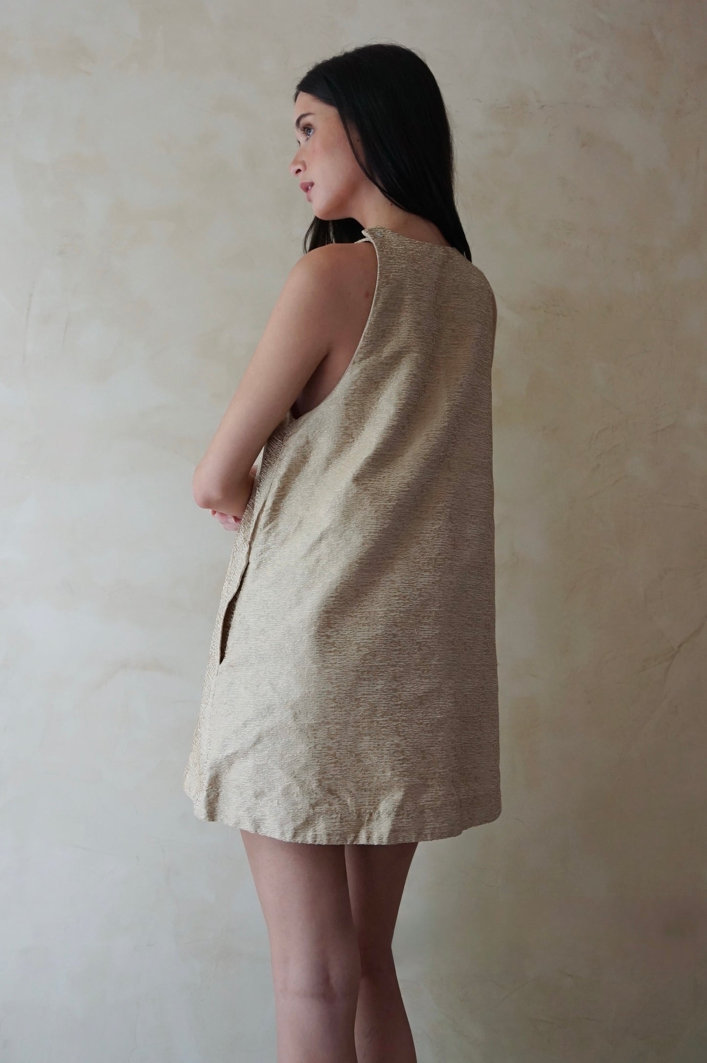 Raw Silk Swing Dress Prosecco