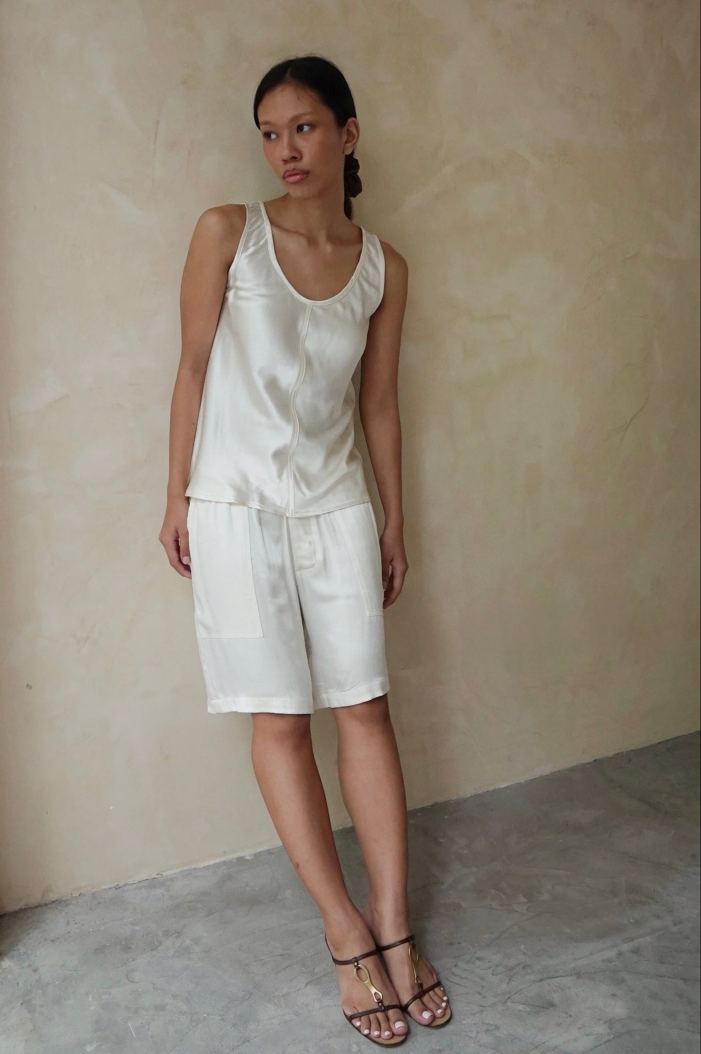 Unisex Patch Pocket Shorts Pearl