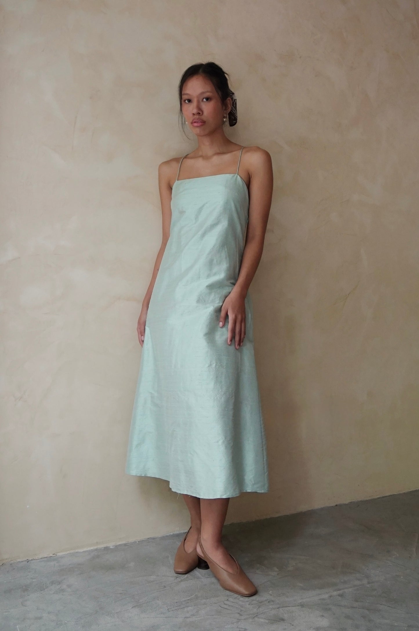 Valla Dress Raw Silk Seaspray