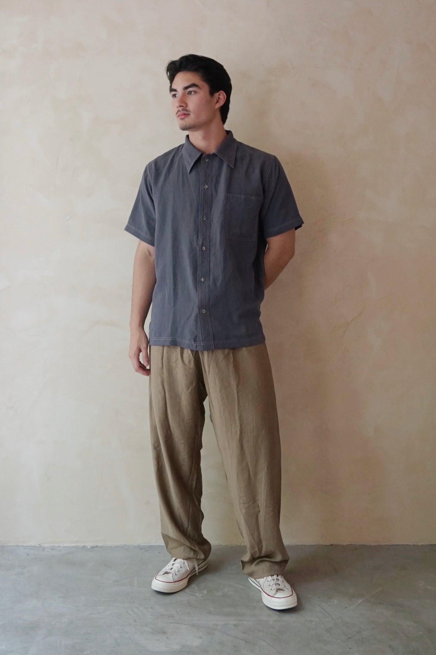 Contrast Stitch Shirt Charcoal