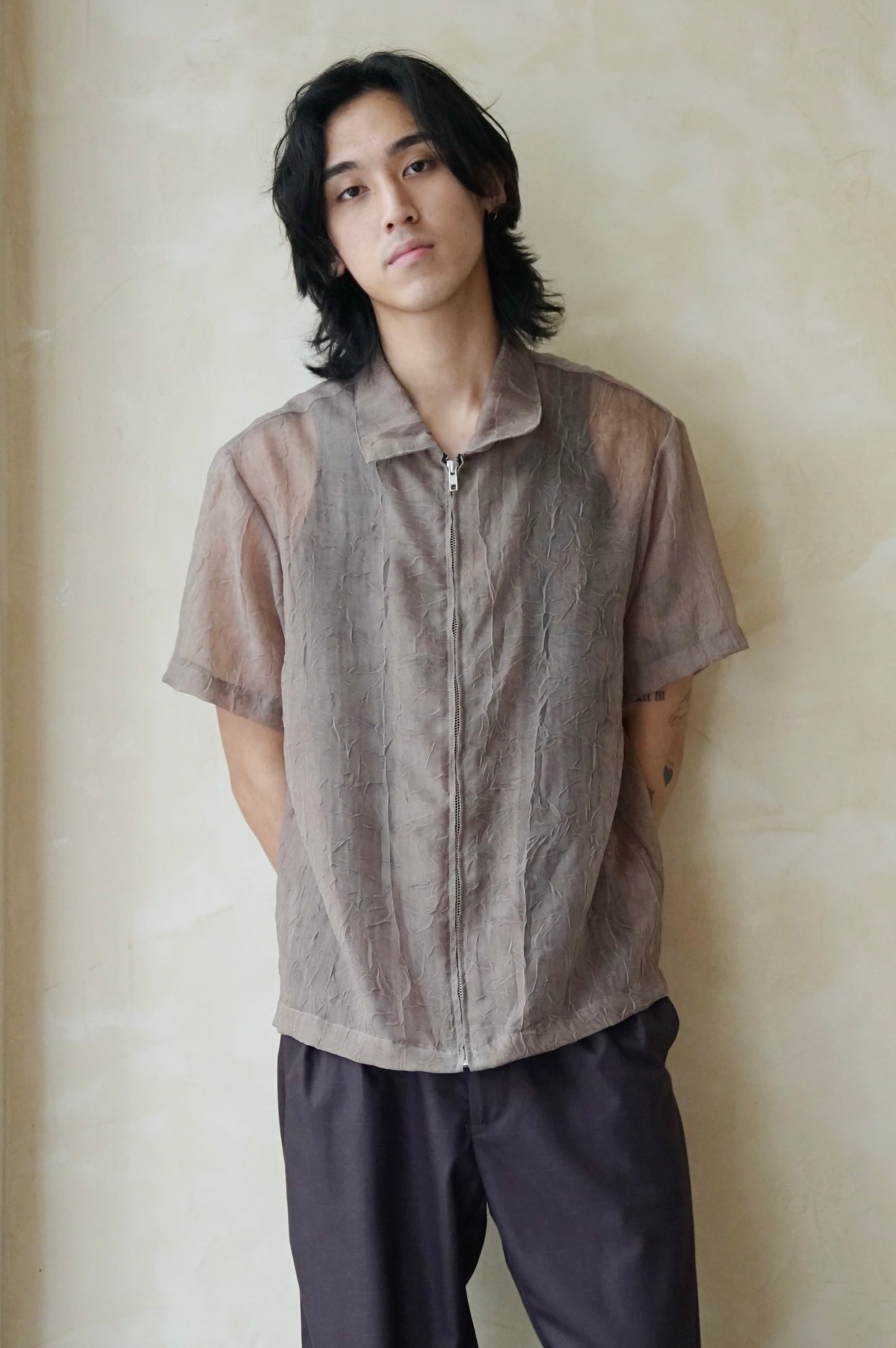 Zip Shirt Oak Crinkle