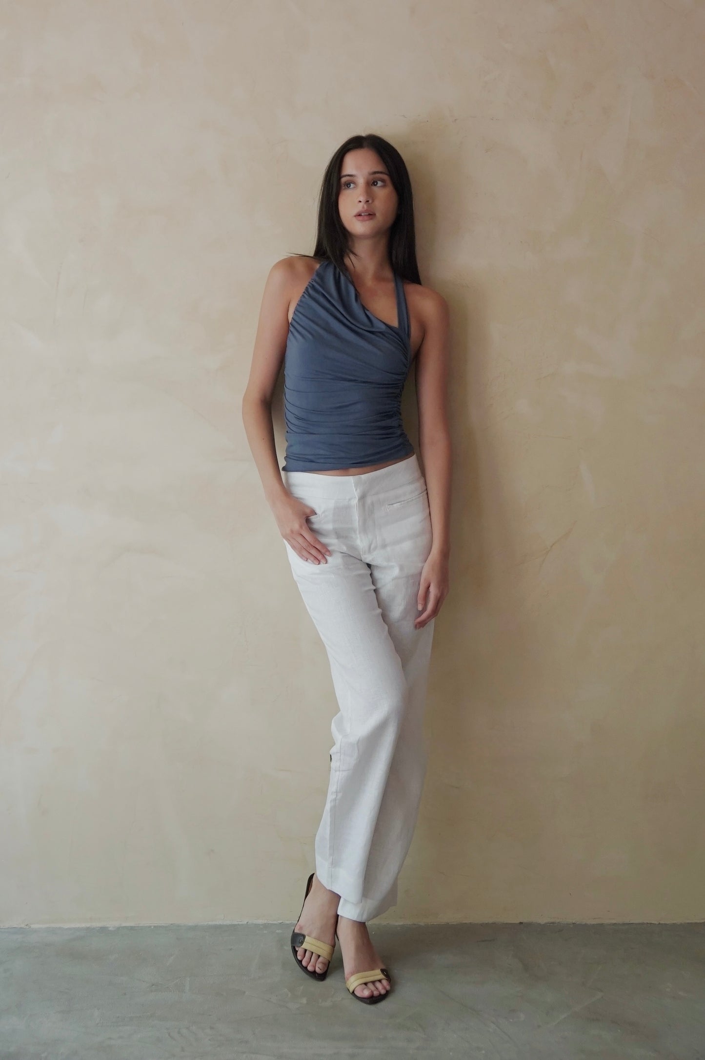 Oblique Ruche Top Steel Blue (pre-order)