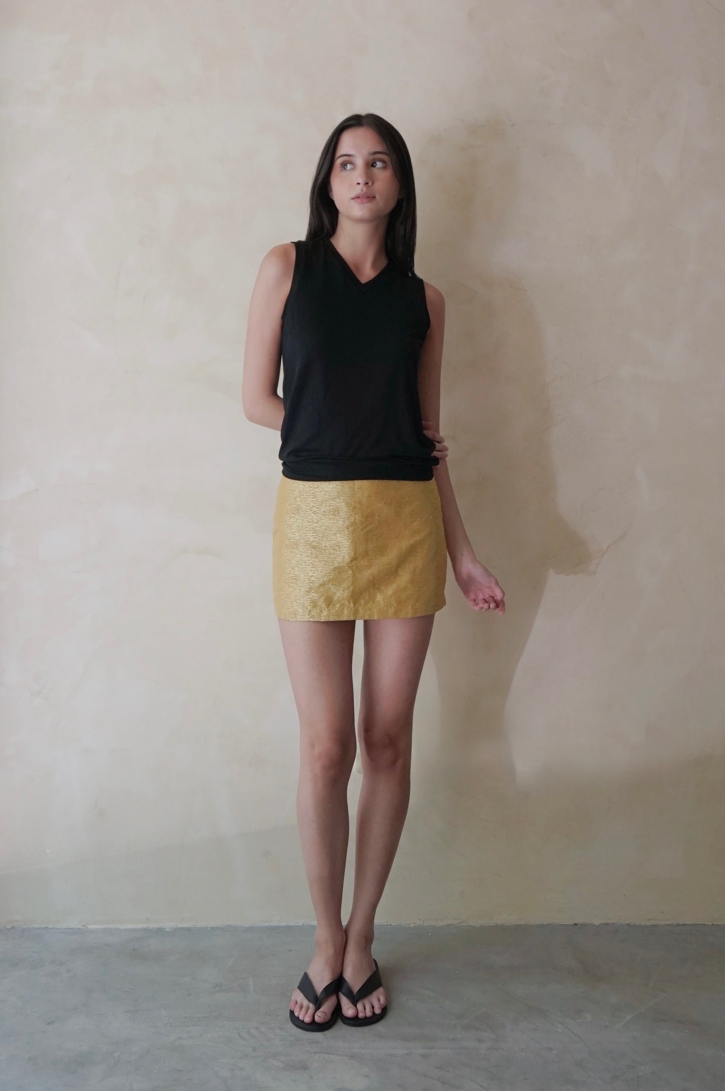 Gilded Mini Skirt Raw Silk