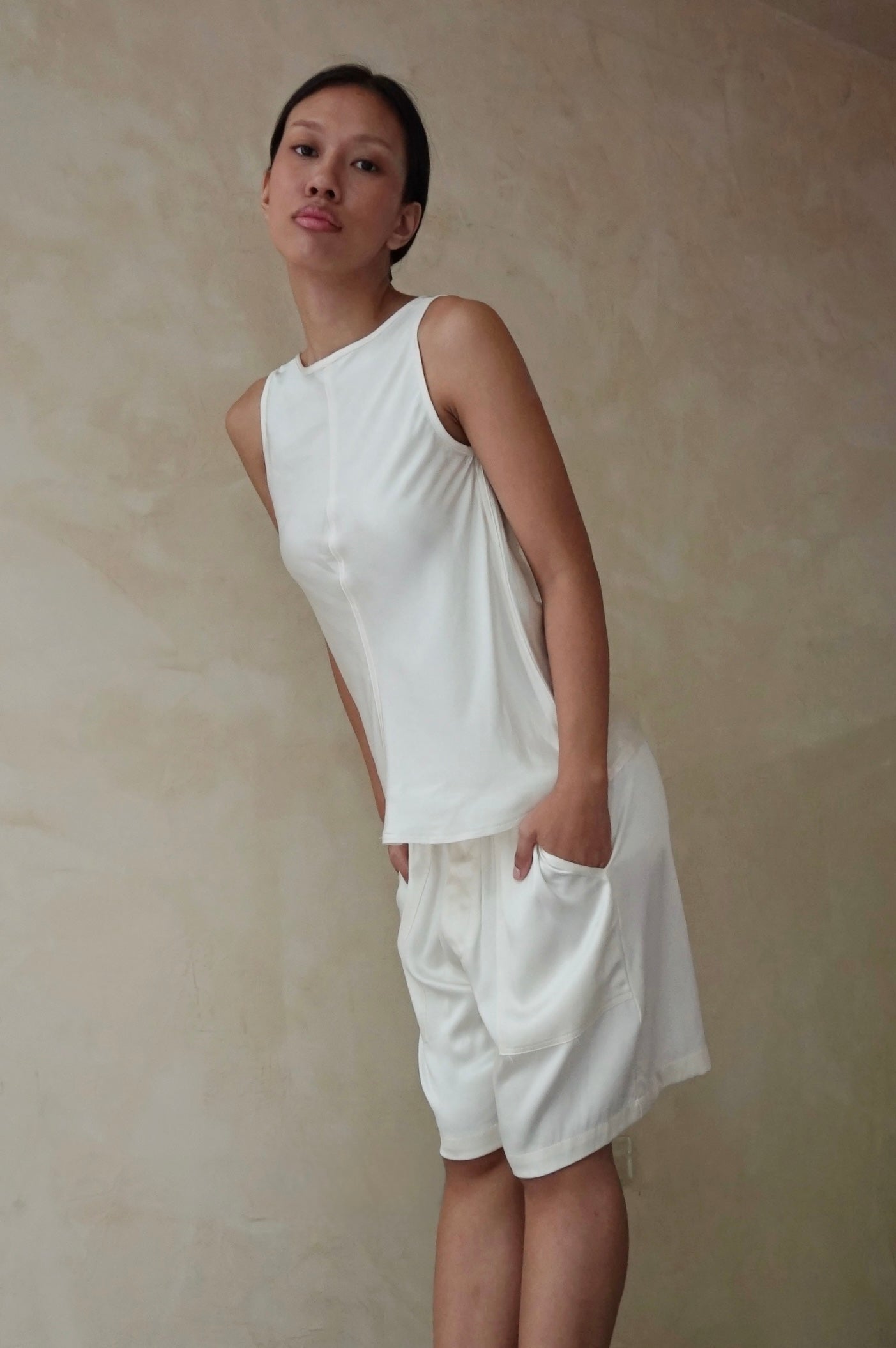 Unisex Patch Pocket Shorts Pearl