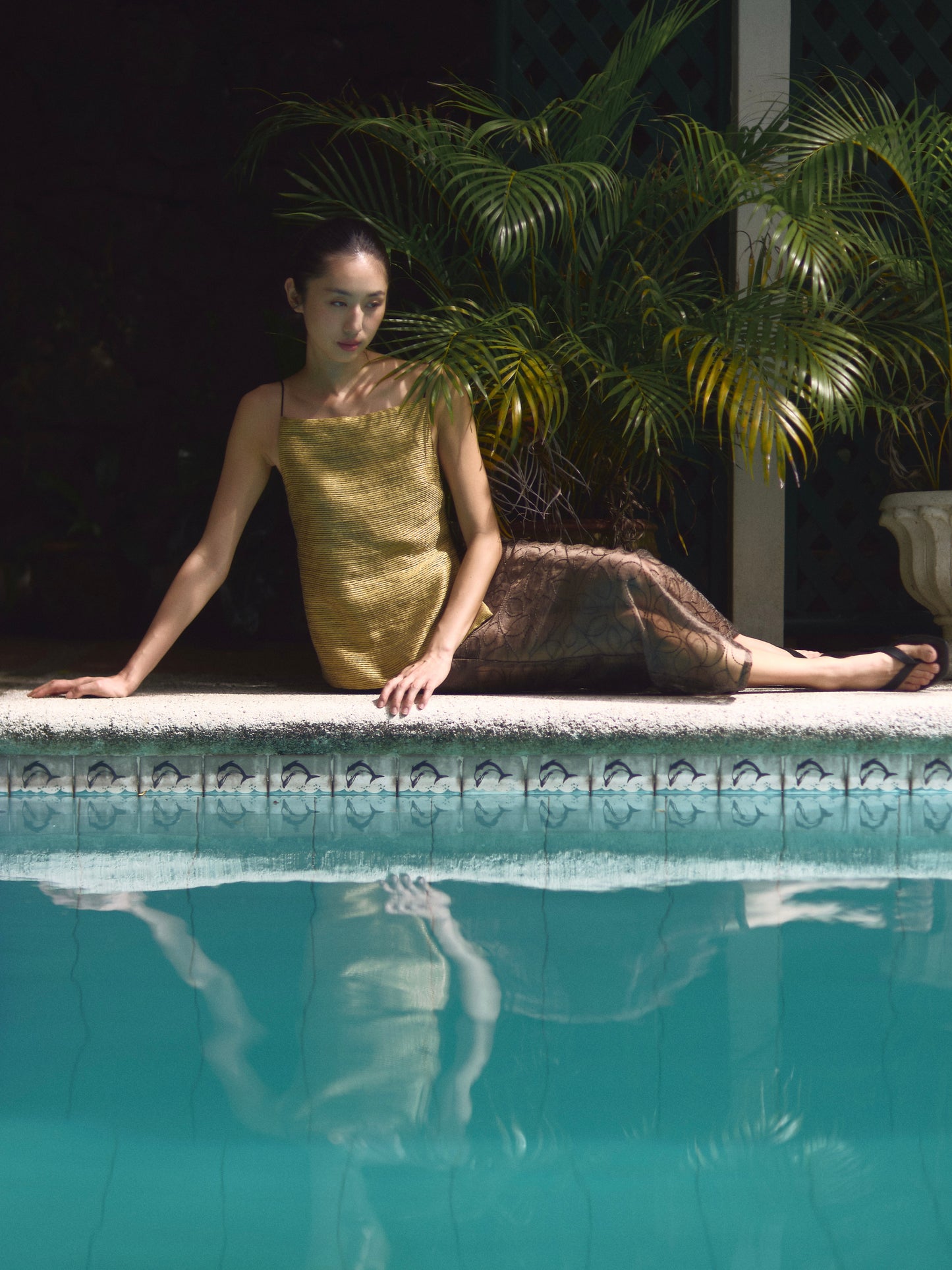 Sheer Pencil Skirt Threaded Ivy (pre-order)