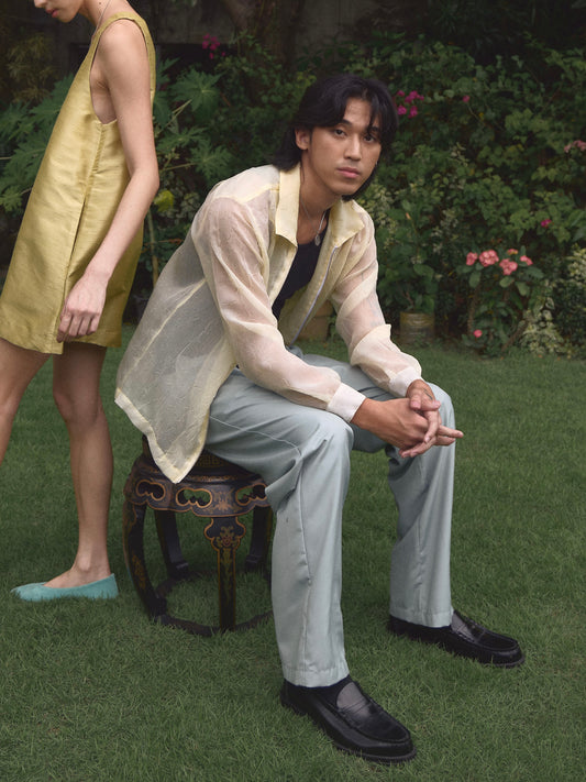 Long Sleeve Zip Shirt Cornsilk