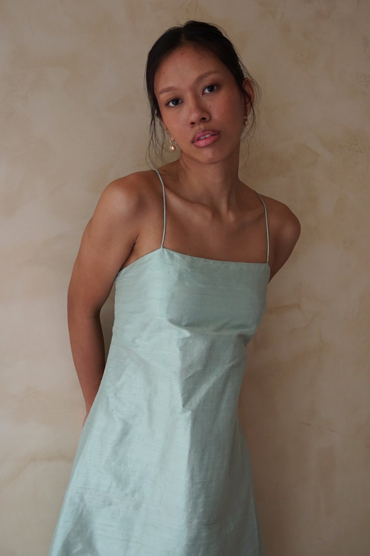 Valla Dress Raw Silk Seaspray