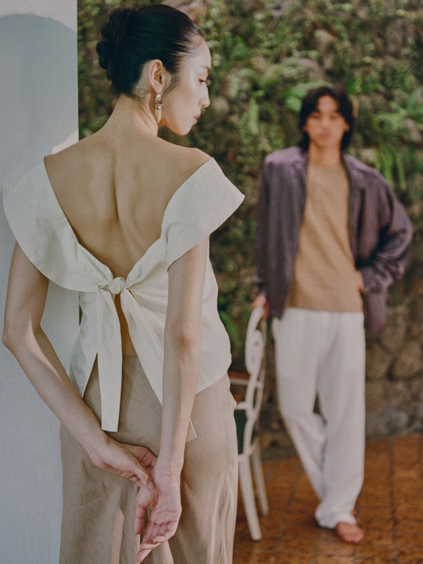 Scallop Tie Back Top Ivory Silk (pre-order)