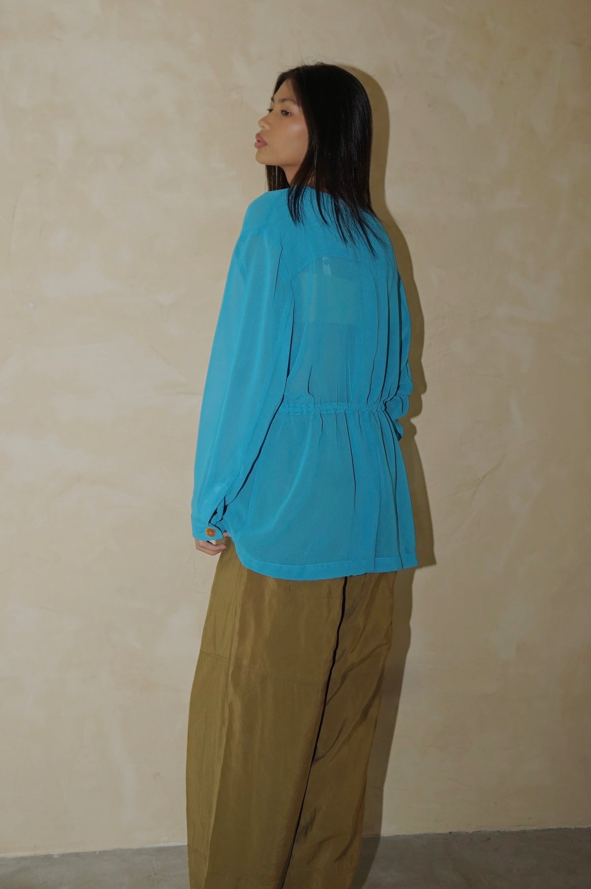 Safari Shirt Jacket Teal Sheer