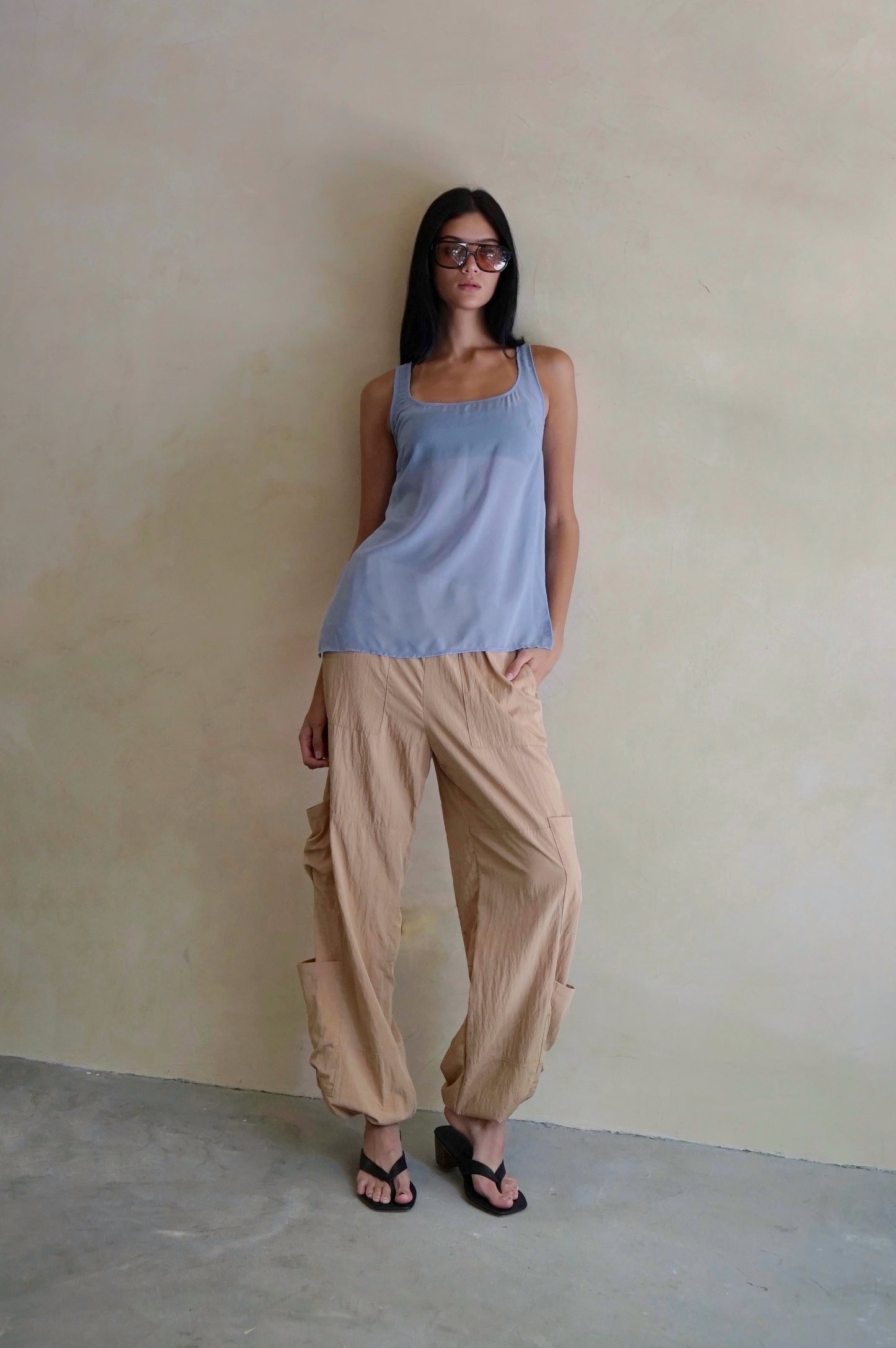 Square Neck Sheer Tunic Top Periwinkle