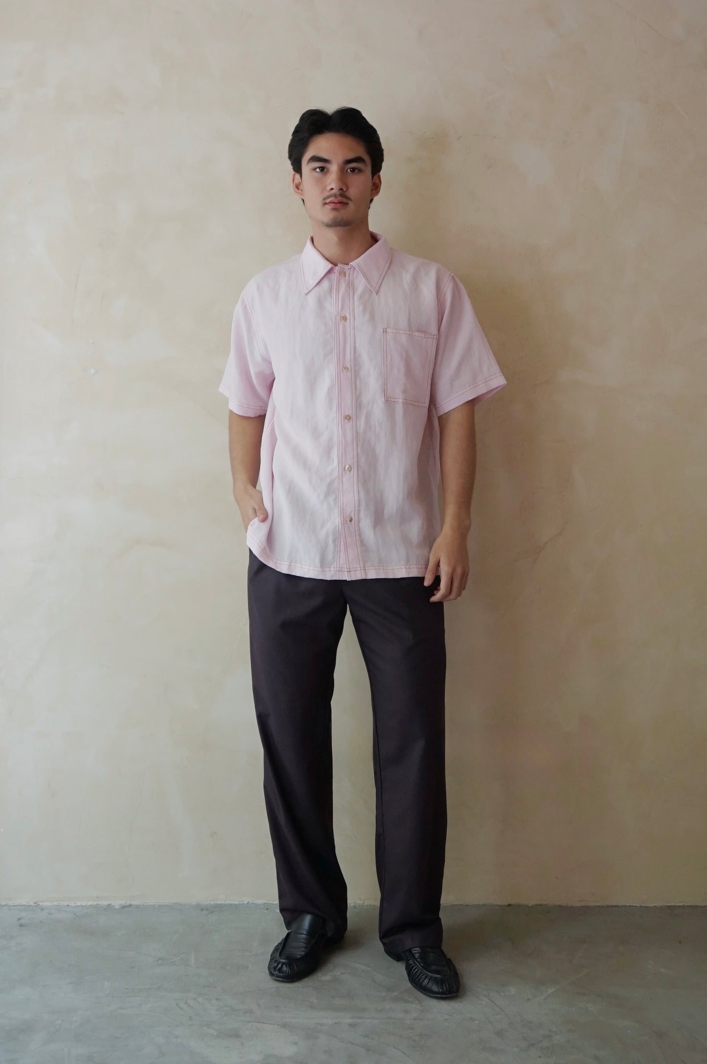 Contrast Stitch Shirt Orchid