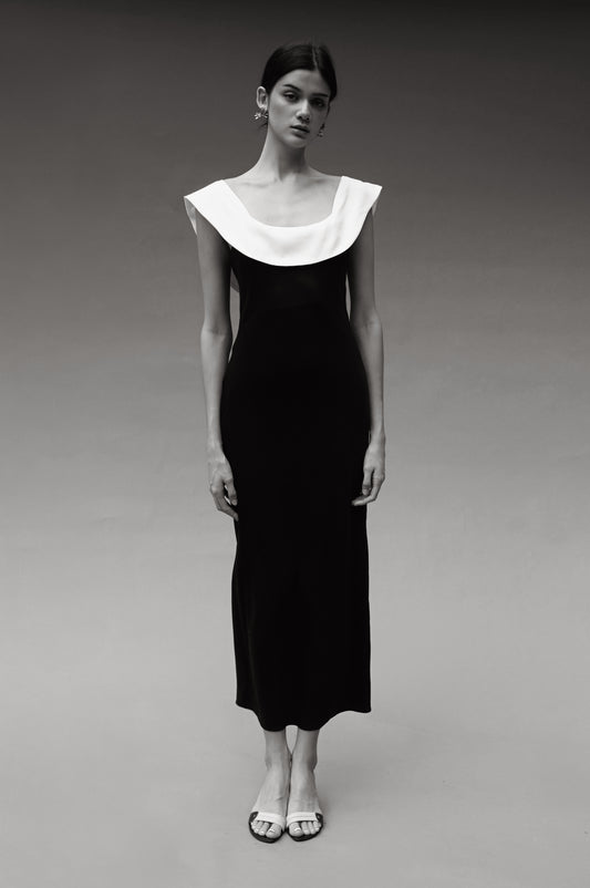 Crescent Contrast Slip Dress