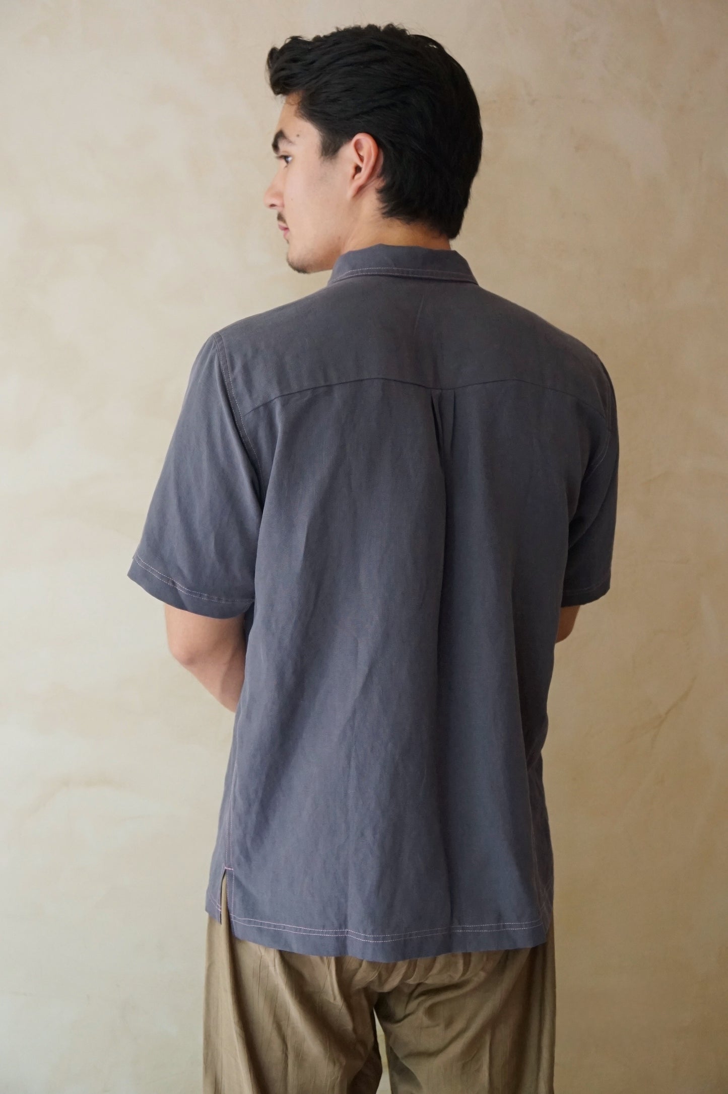 Contrast Stitch Shirt Charcoal