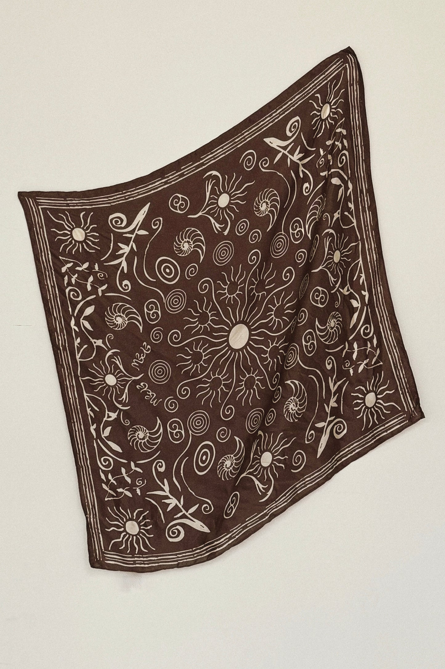 Sunscript Silk Scarf Umber