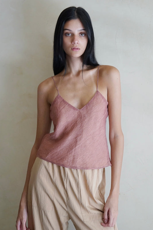 Bias Slip Top Mauve Crinkle