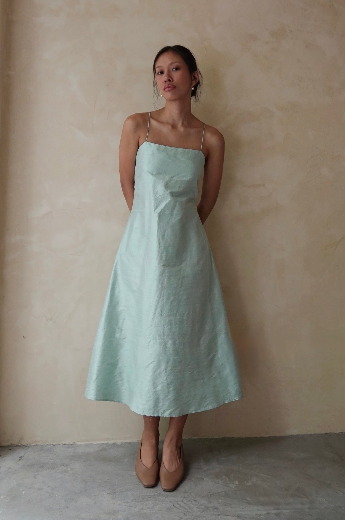 Valla Dress Raw Silk Seaspray