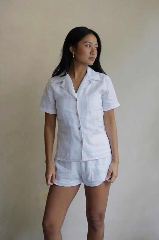 Women's Contrast Stitch Shirt White