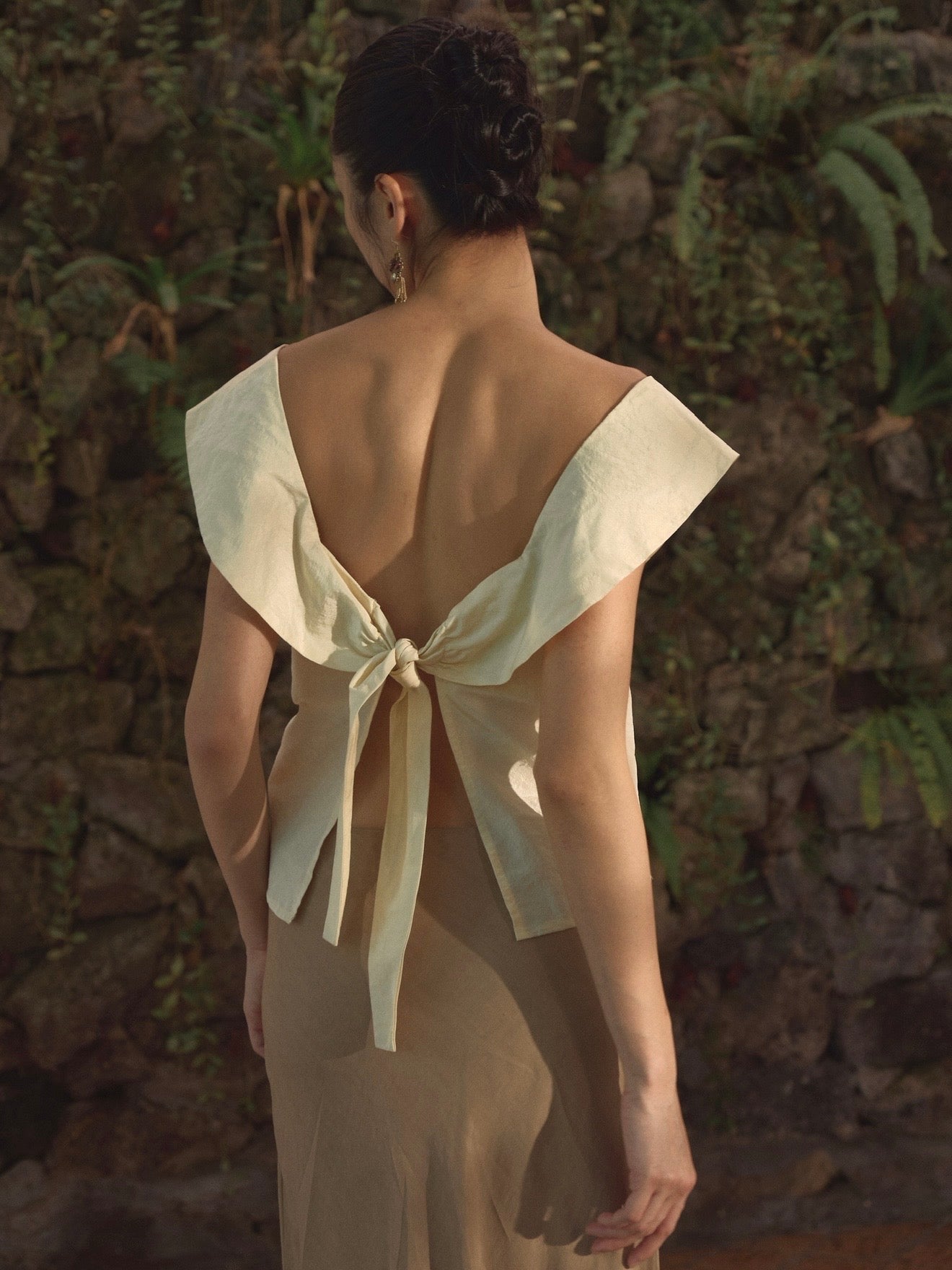 Scallop Tie Back Top Ivory Silk (pre-order)