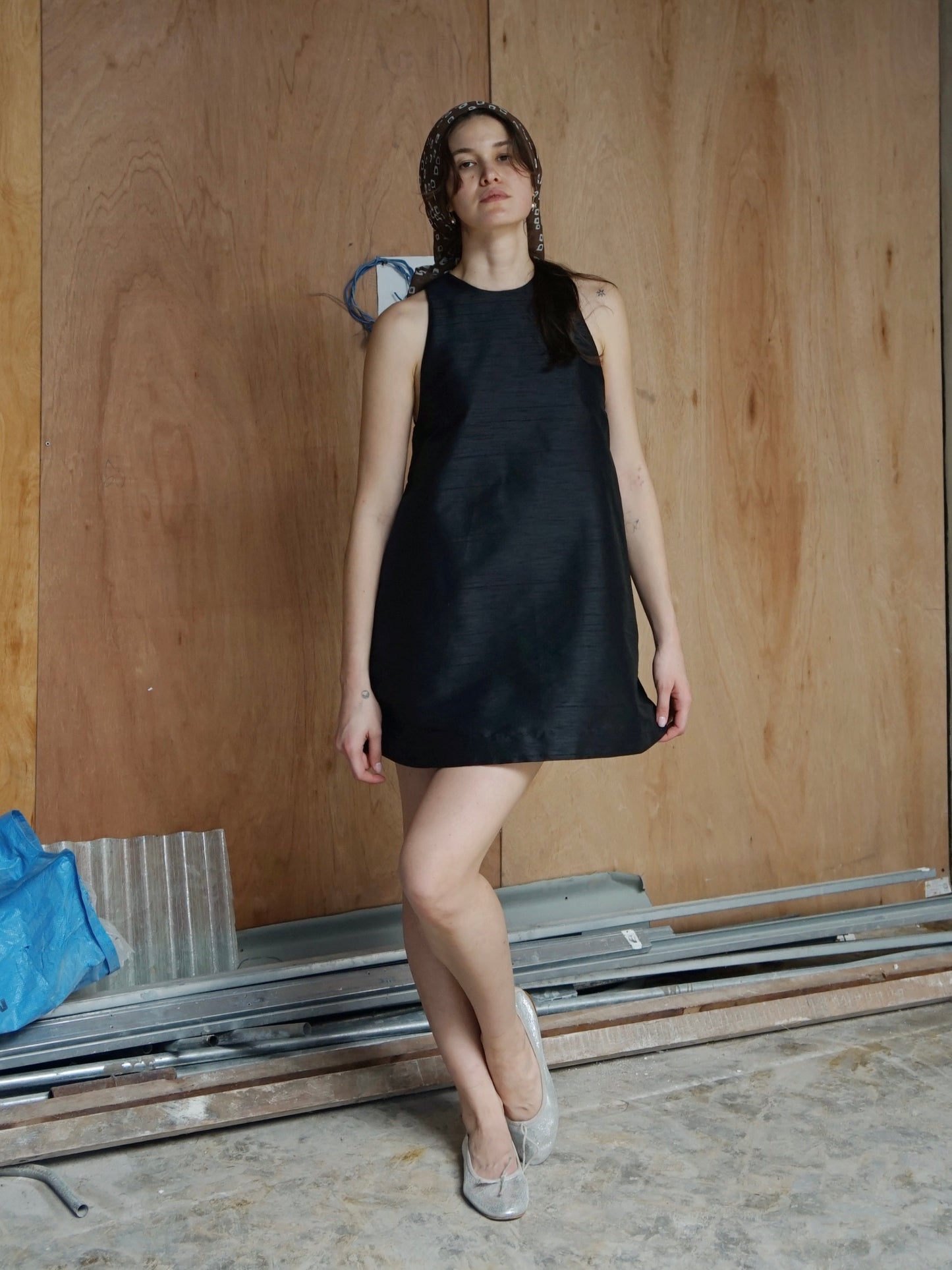 Swing Dress Piña Taffeta Black