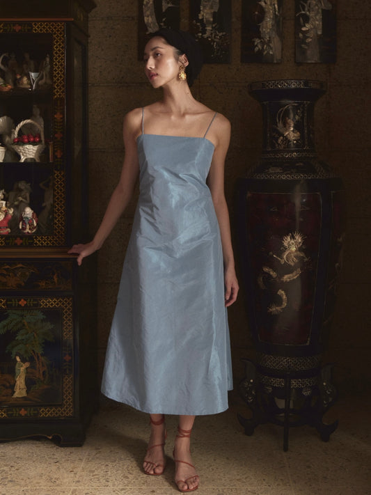 Valla Dress Lapis Raw Silk