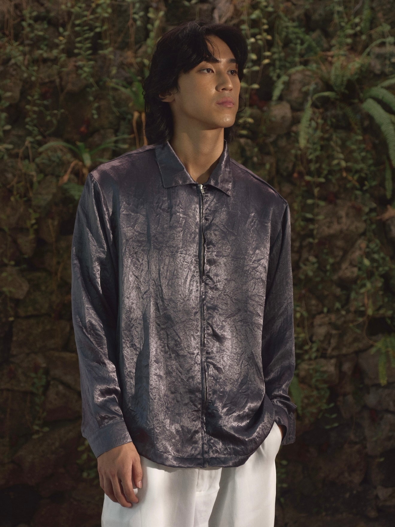 Long Sleeve Zip Shirt Carbon