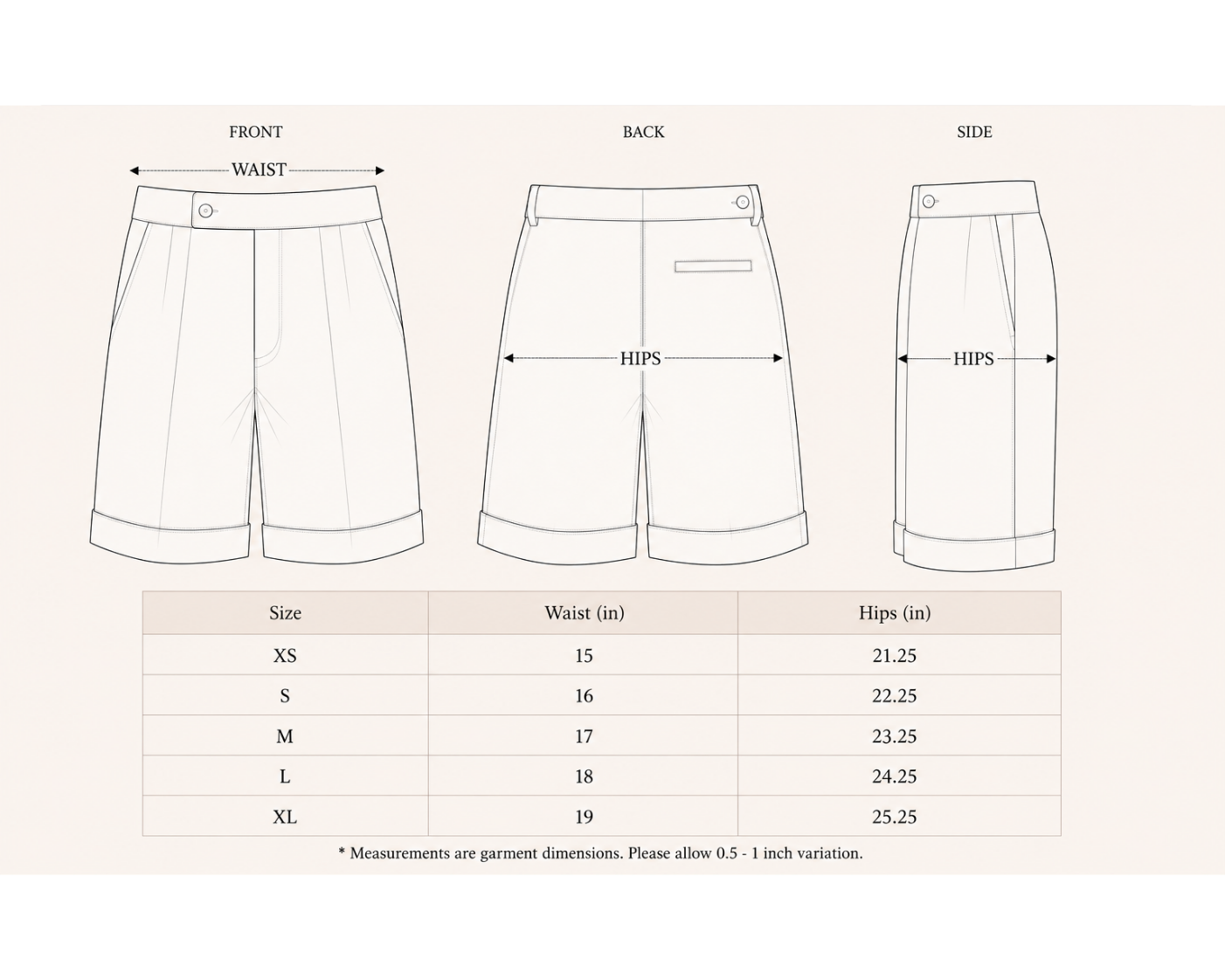 Unisex Cuff Shorts Steel Blue